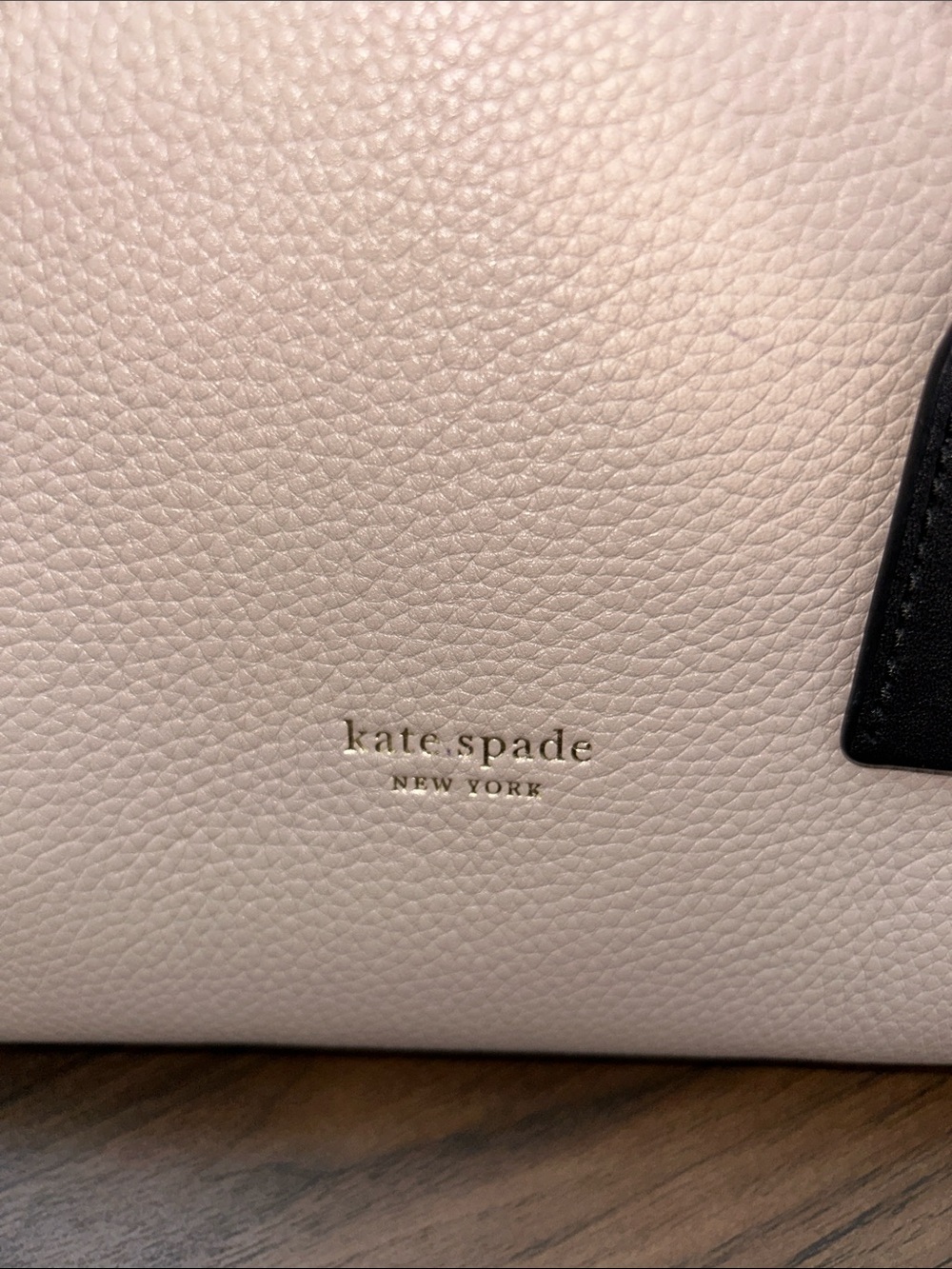 kate spade Pebbled Leather Tote Taupe Leather with Black Trim - Picture 2 of 13